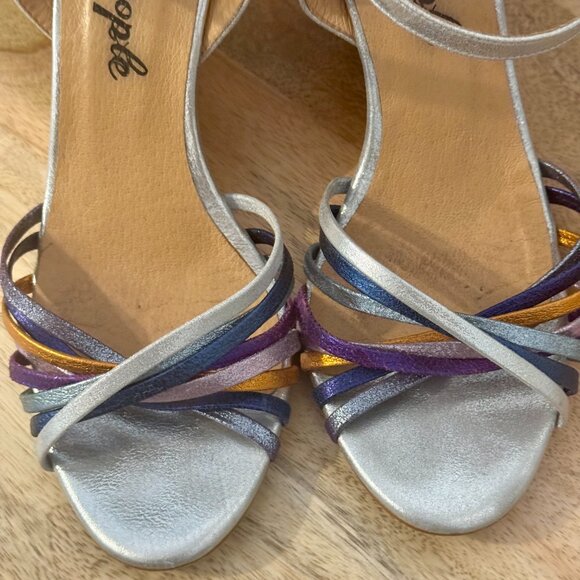 Free People Golden Hour Metallic Wedge Heels – Silver/Blue – Size 38, US 8 - Picture 7 of 11